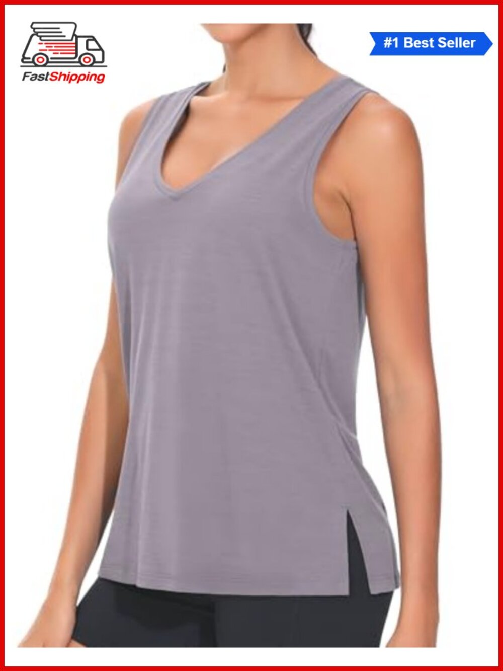 Loose Fit Workout Tank Top V Neck Sleeveless Athletic Yoga Shirt